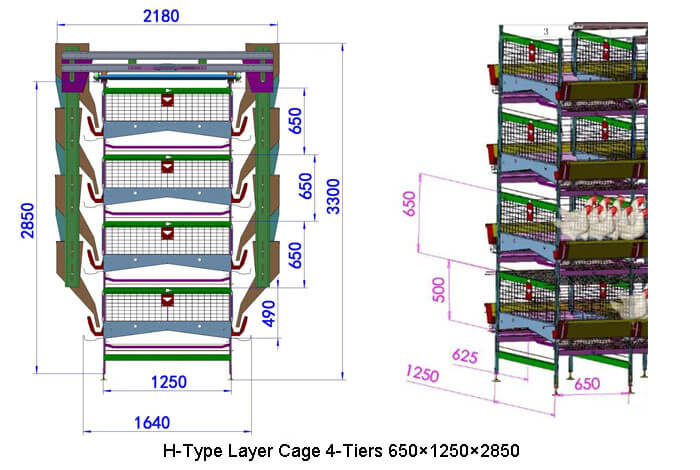 H型层型式4-Tiers-650×1250×2850